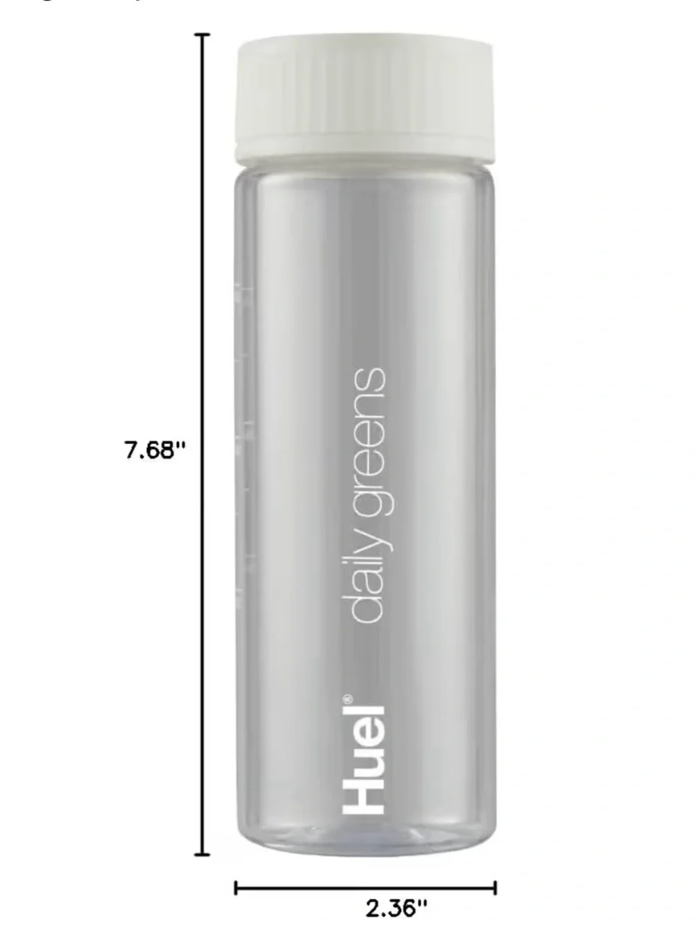 2 Huel Daily Greens Bottles BPA Free Clear with White Lid Dishwasher Safe 13.5oz